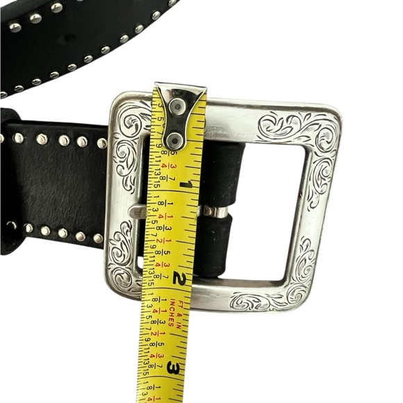 Brighton Western belt black silver studded size 32 Excellent pre-loved - Picture 7 of 15